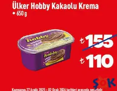 ÜLKER HOBBY KAKAOLU KREMA 650 G fiyat ve kampanya bilgisi